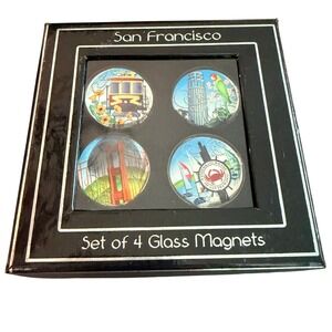 San Francisco Set of 4 Glass Magnets OS Multicolor Landmarks Souvenir